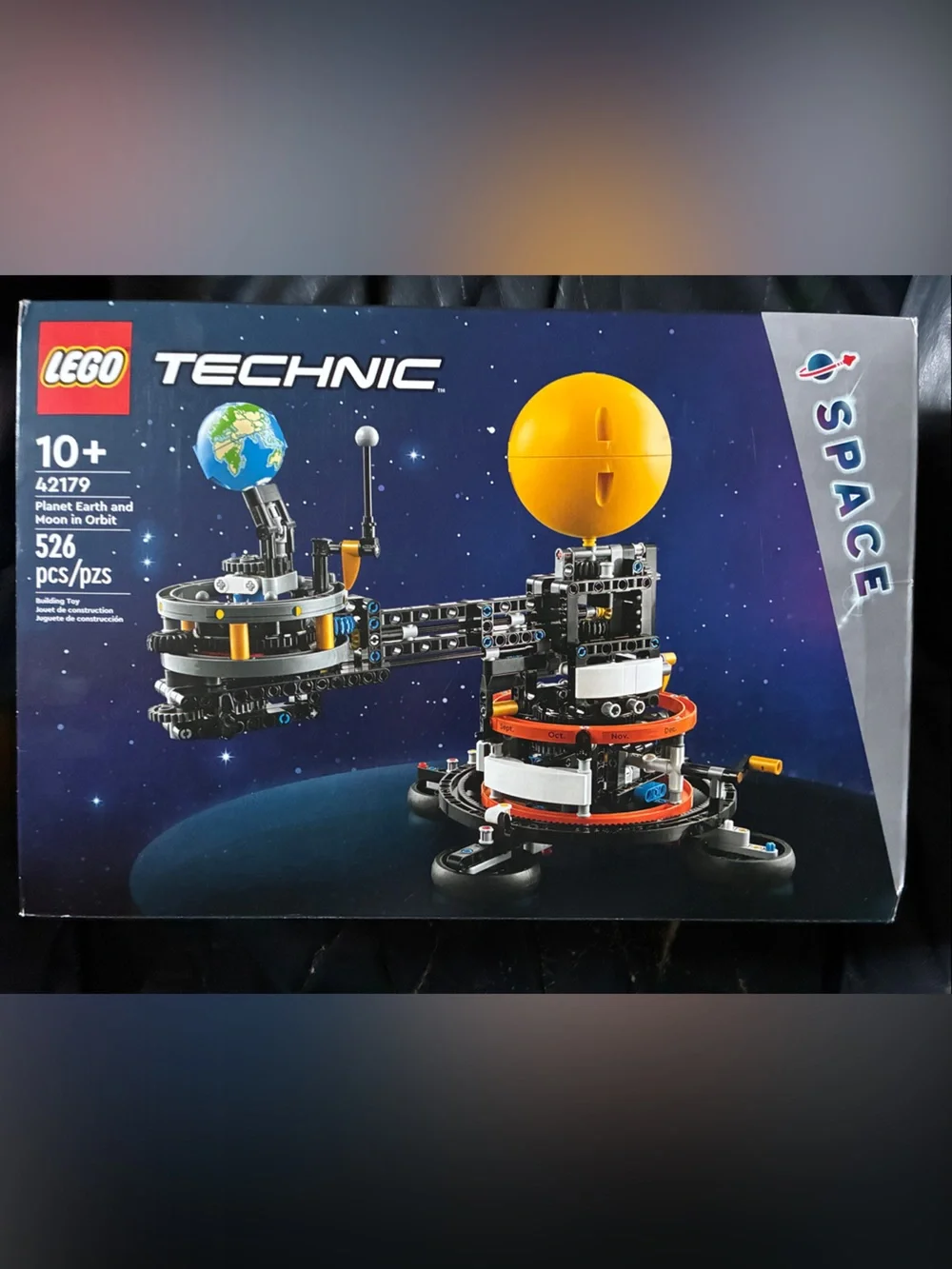 LEGO Technic Planet Earth & Moon Orbital Model - Blue, Yellow, Red, White, Black